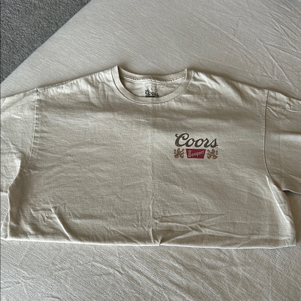 Cream Coors Light Short Sleeve Tee with Chest Logo